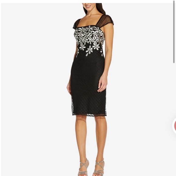 ADRIANNA PAPELL Laticce Embroidered Sheathe Dress - Picture 1 of 13